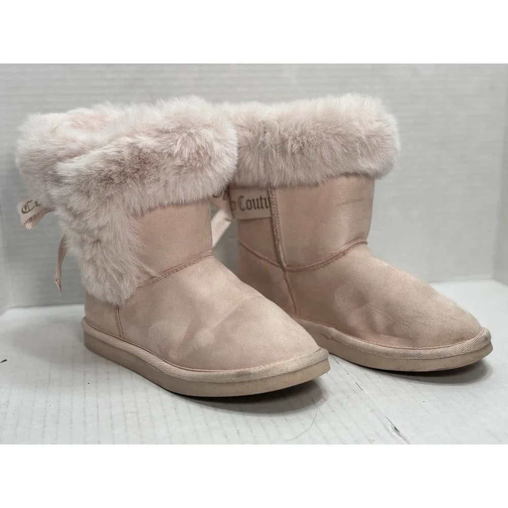 Juicy Couture Kids King Faux Fur Boots Pink Bow Winter Boots‎ Size 1